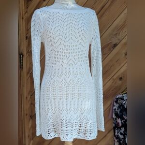 White Crochet Mini Dress